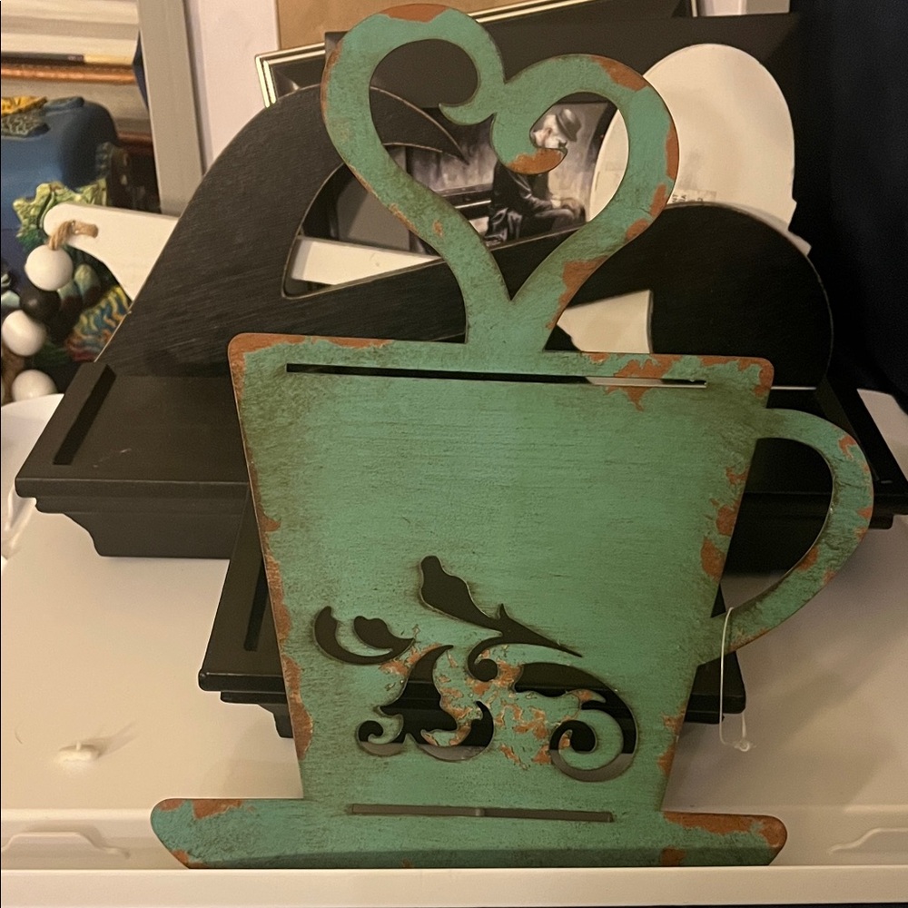 Hobby Lobby Turquoise Distressed Teacup Wall Accent